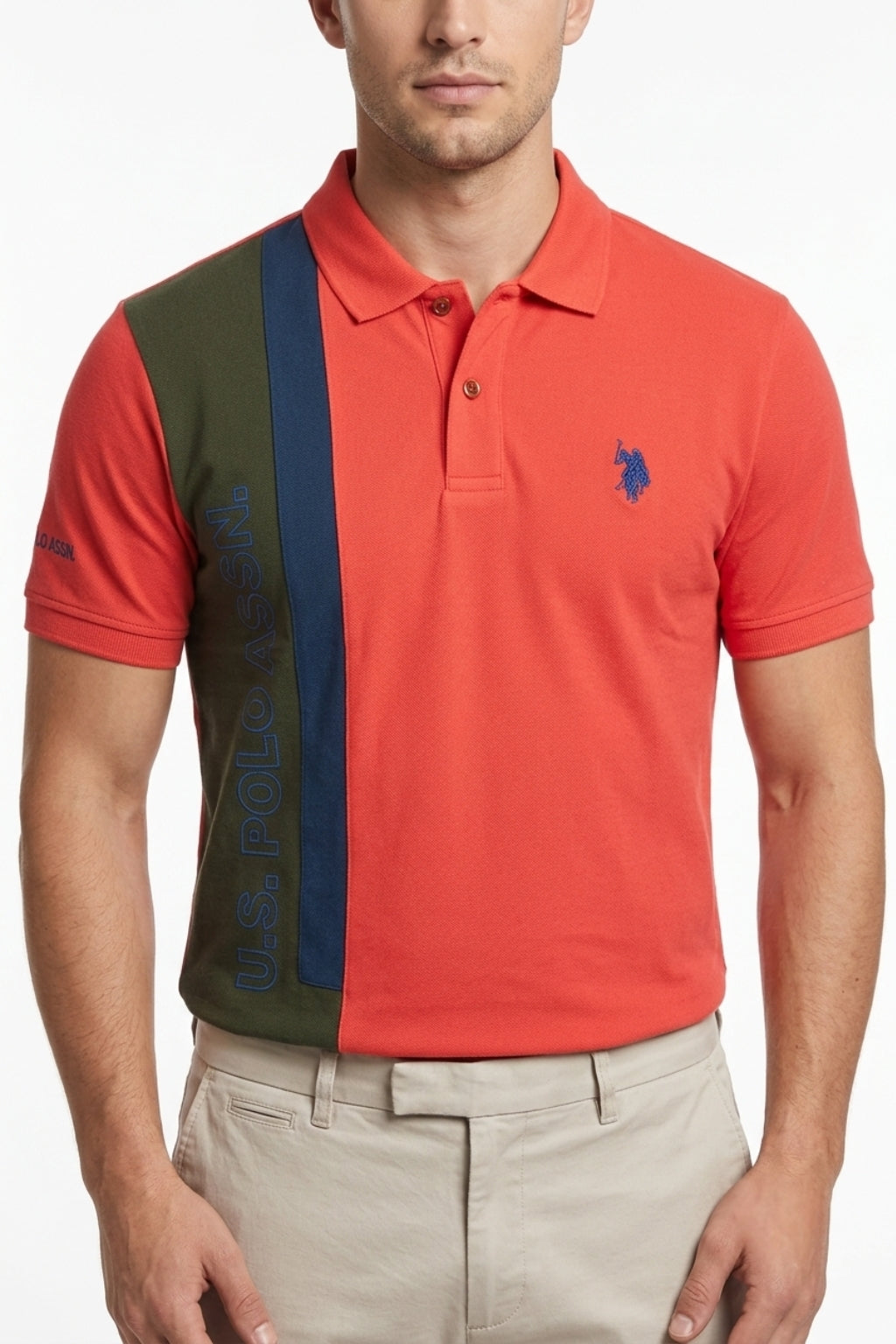 U.S. Polo Assn. Contrast Stripe Polo – Red