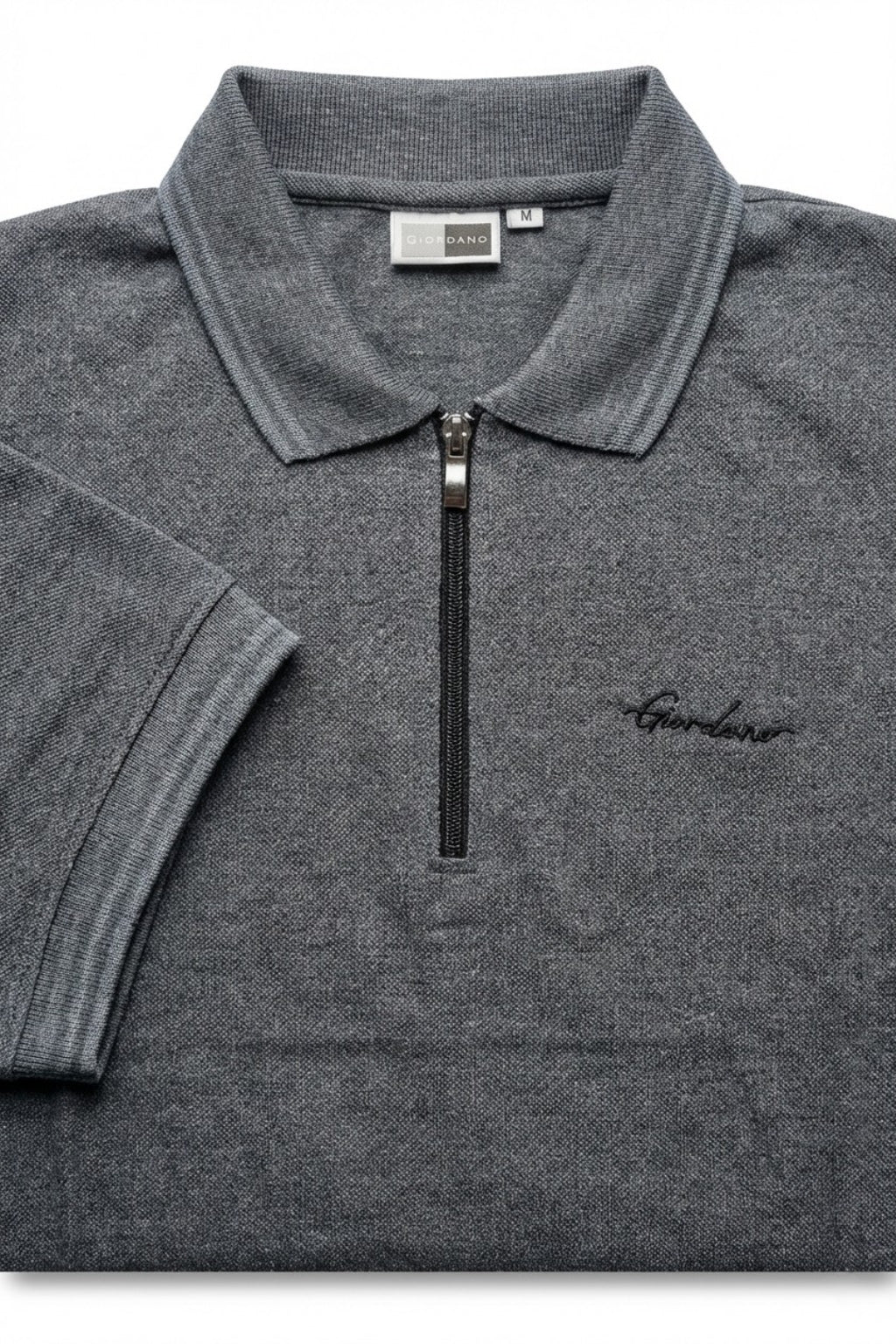Premium Zip Polo Shirt – Steel Grey