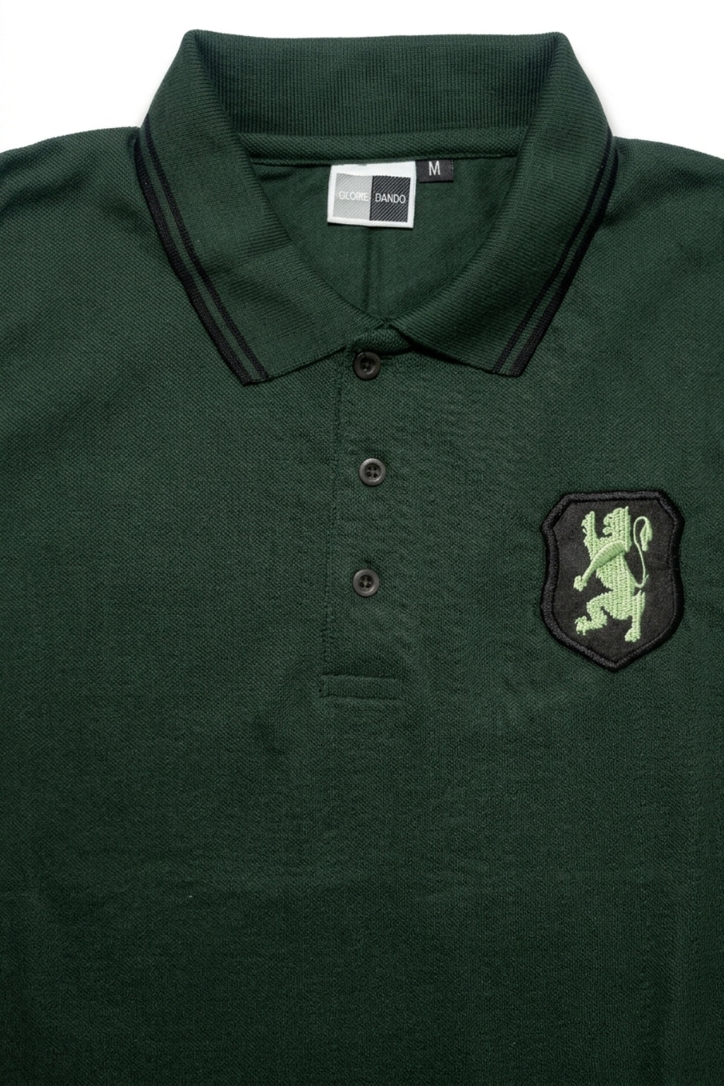 Embroidered Lion Piqué Polo – Forest Green