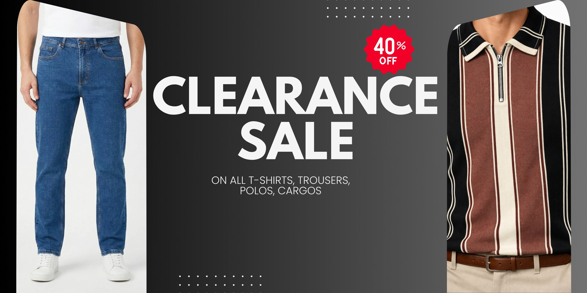 Summer sale 40% off on men's t-shirts, trousers, polos, and cargos at Eliteez.