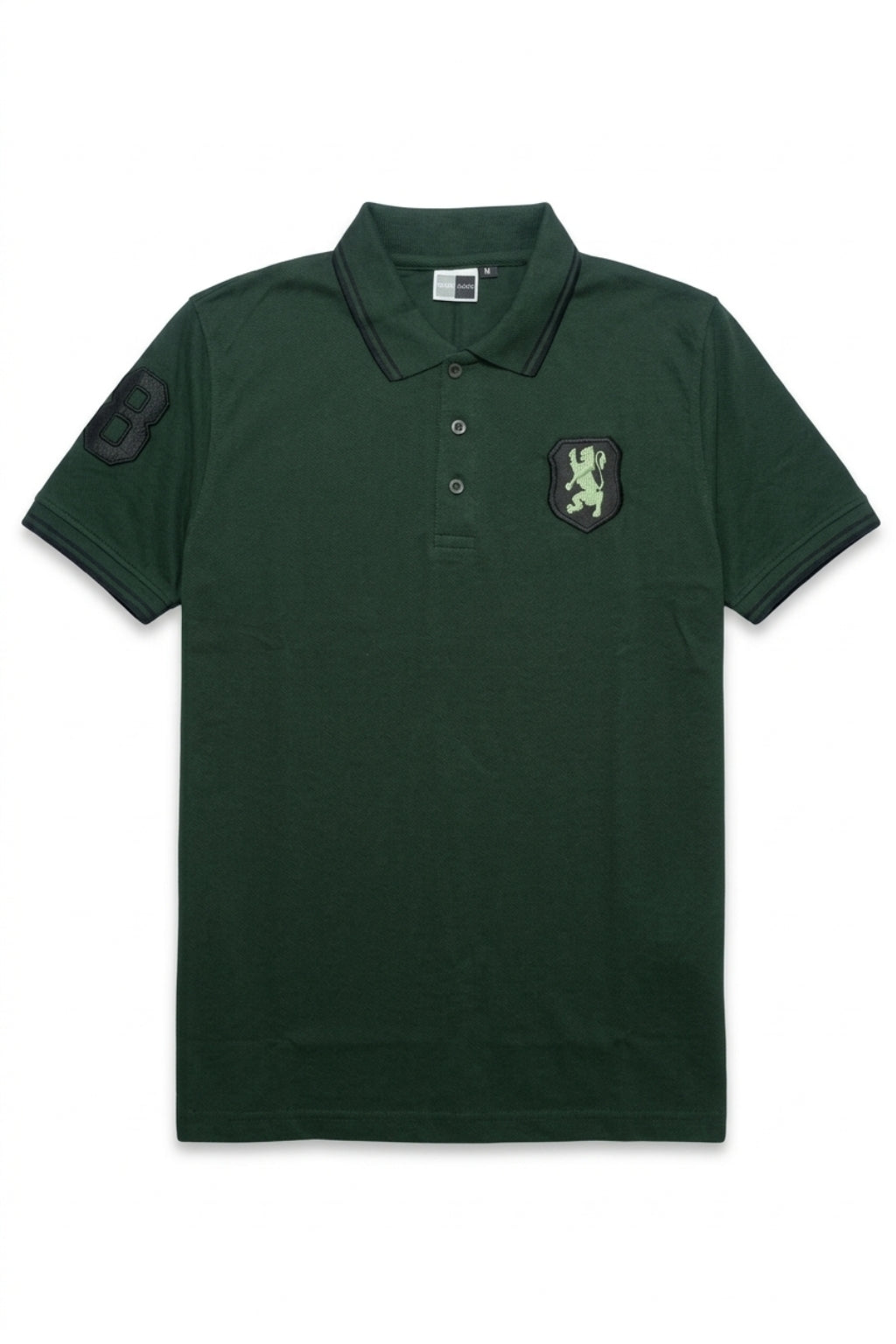 Embroidered Lion Piqué Polo – Forest Green