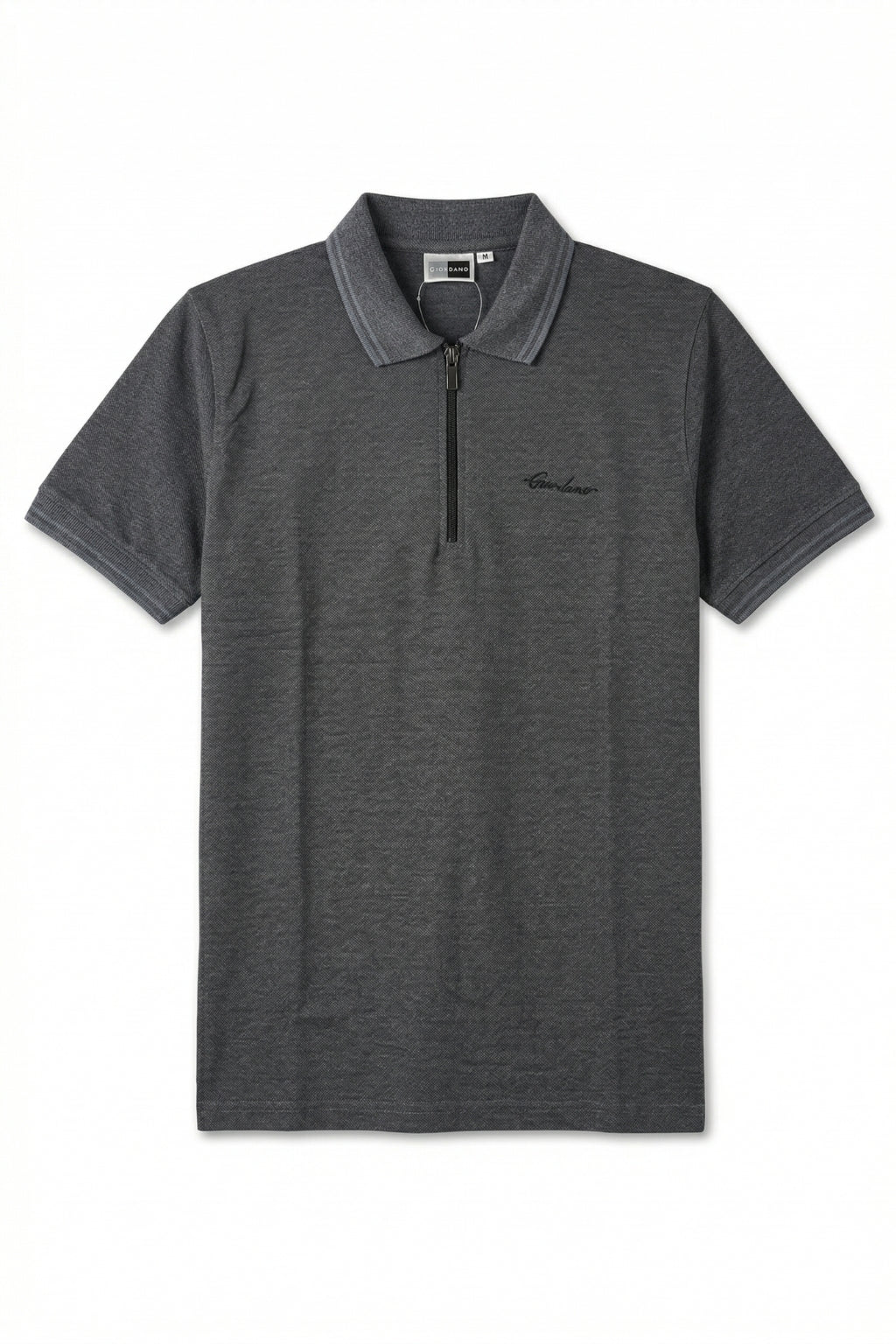 Premium Zip Polo Shirt – Steel Grey