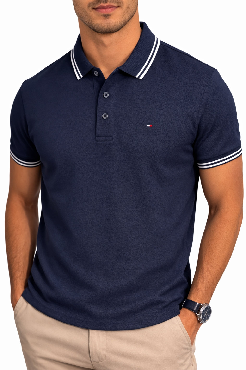 Classic Piqué Polo – Navy Blue
