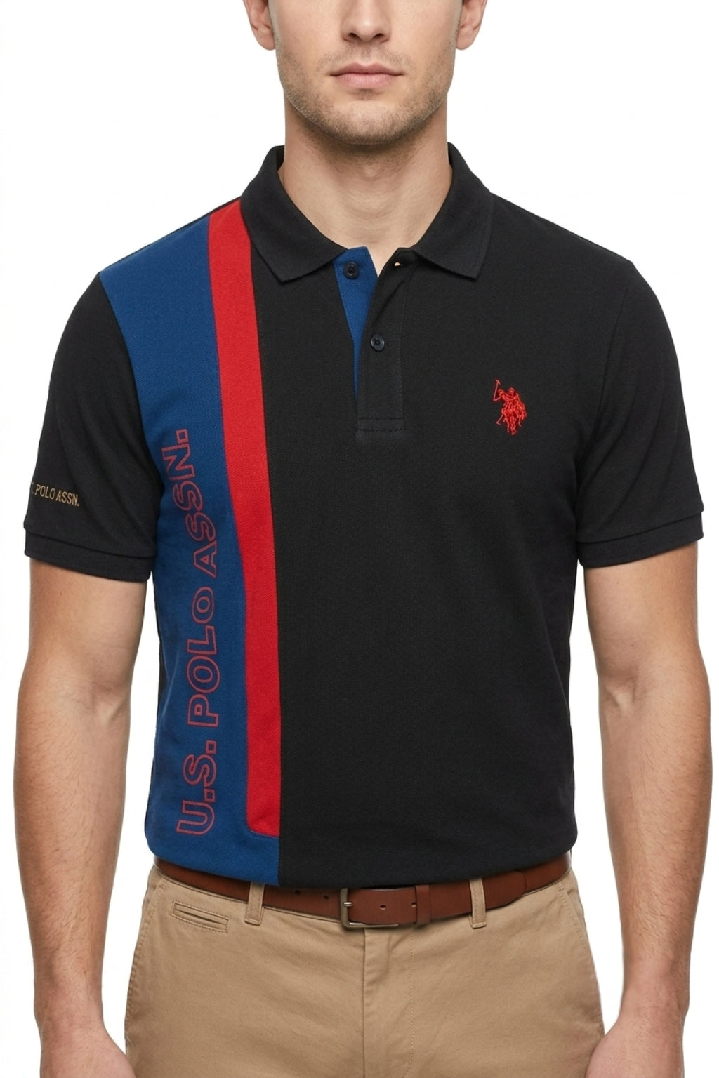 U.S. Polo Assn. Contrast Stripe Polo – Black