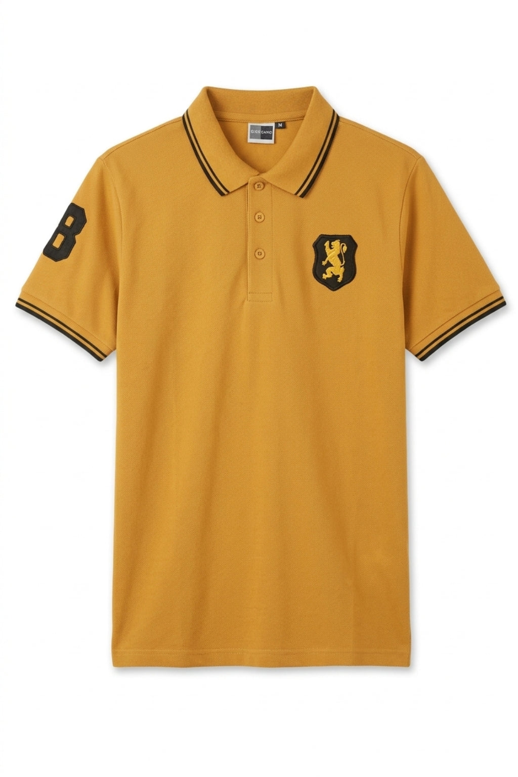 Embroidered Lion Piqué Polo – Mustard Gold
