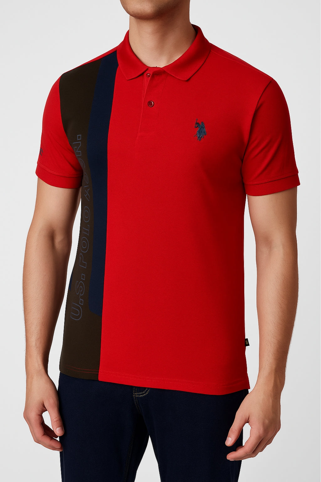 U.S. Polo Assn. Contrast Stripe Polo – Red
