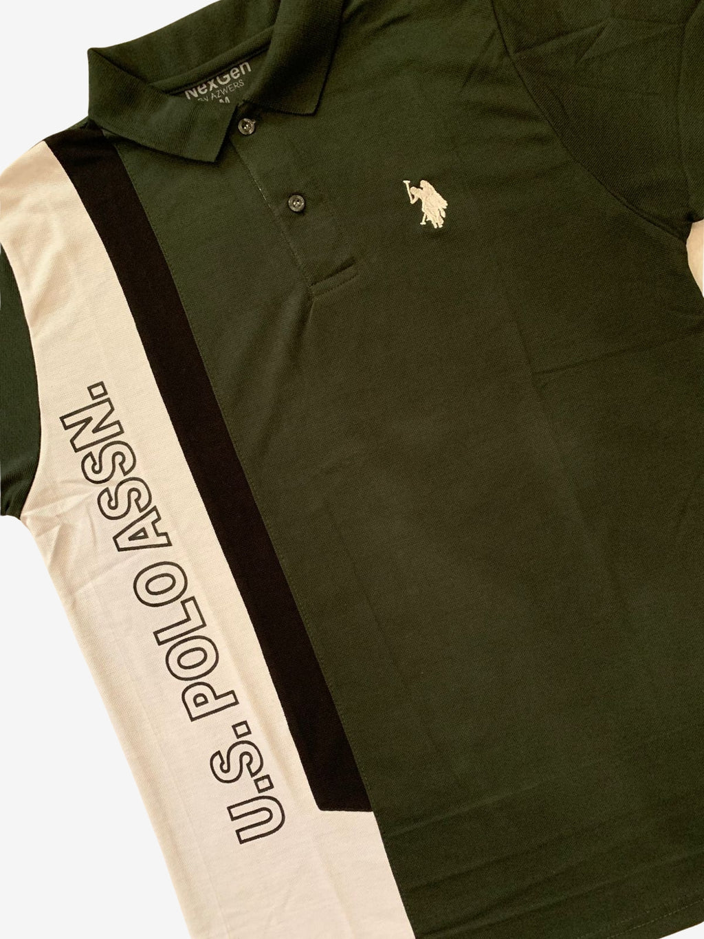 U.S. Polo Assn. Contrast Stripe Polo – Olive