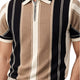 Heritage Stripe Zip Polo Shirt – Sand & Black