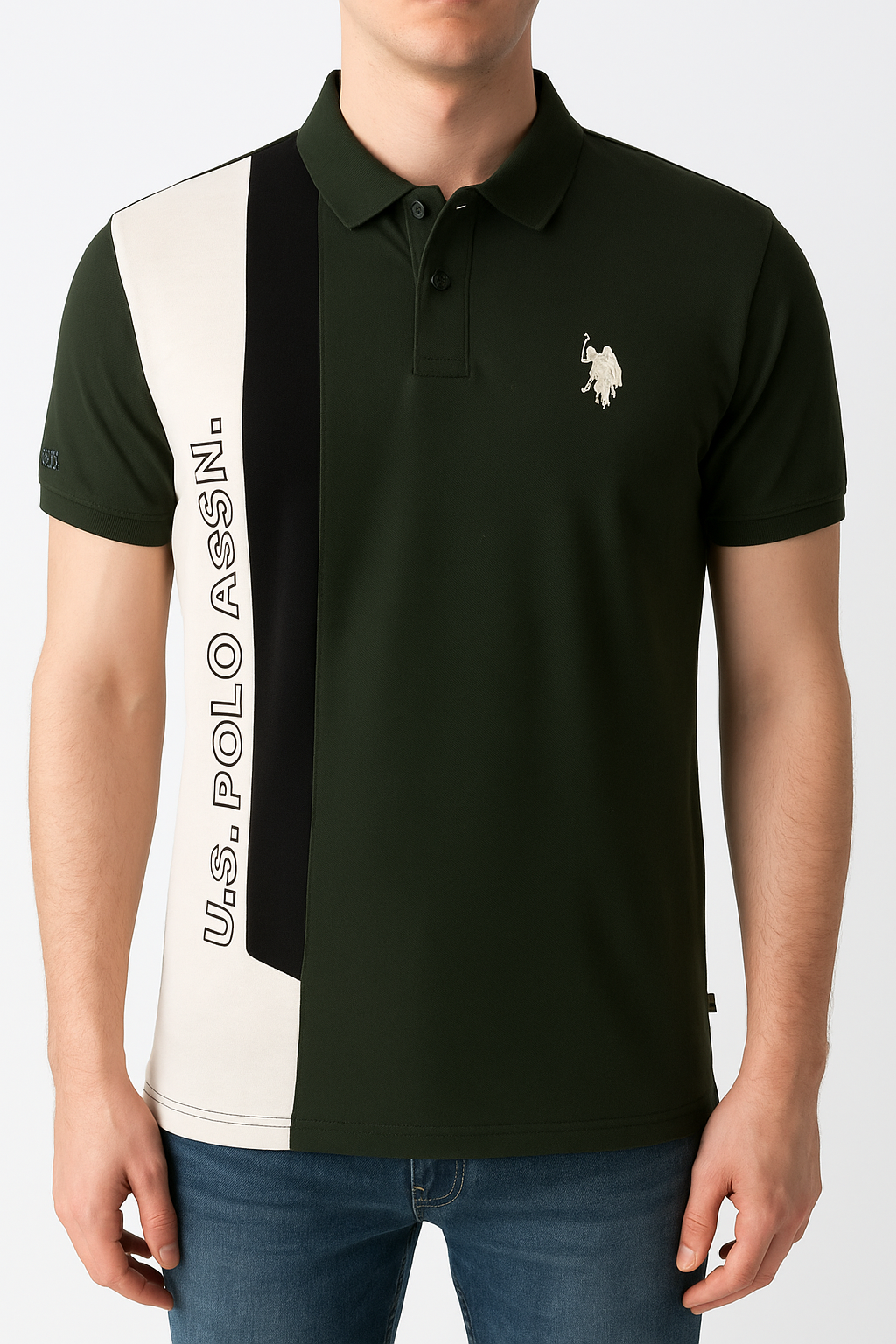 U.S. Polo Assn. Contrast Stripe Polo – Olive