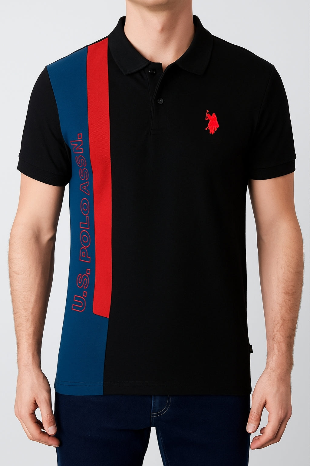 U.S. Polo Assn. Contrast Stripe Polo – Black