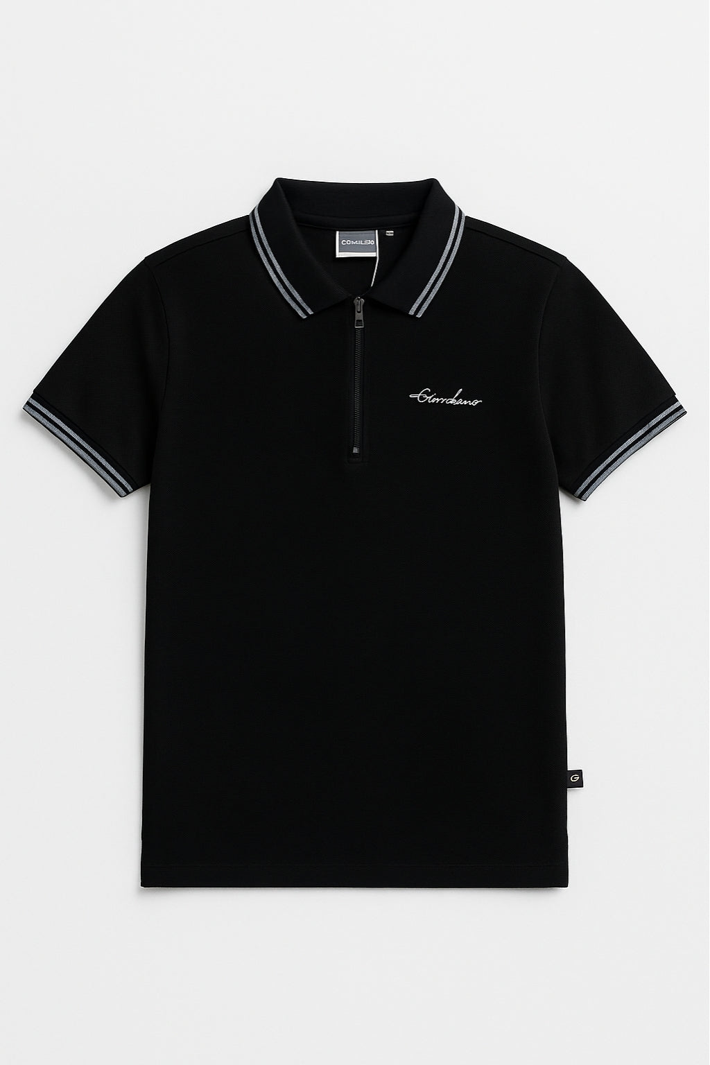 Premium Zip Polo Shirt – Black
