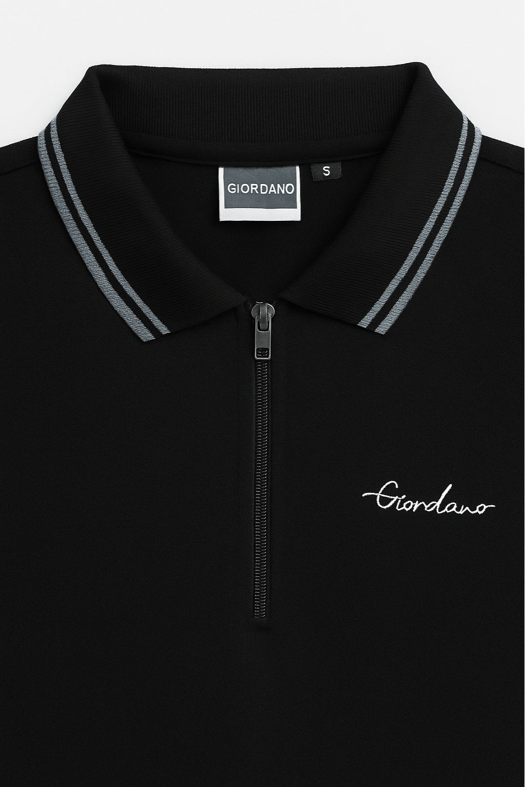 Premium Zip Polo Shirt – Black