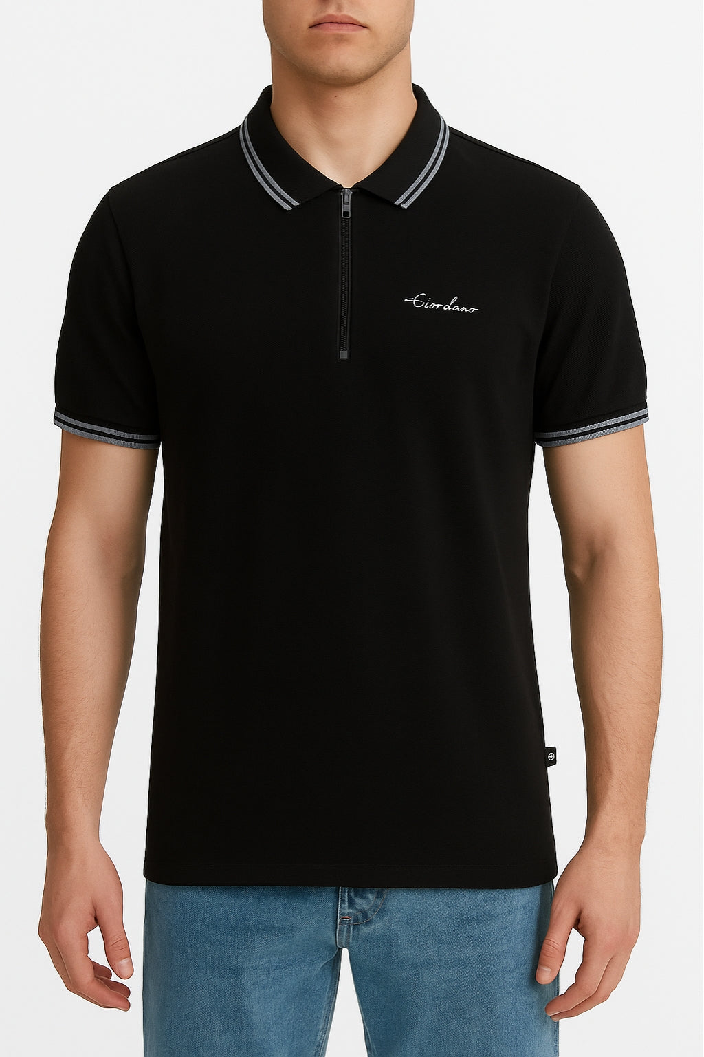 Premium Zip Polo Shirt – Black