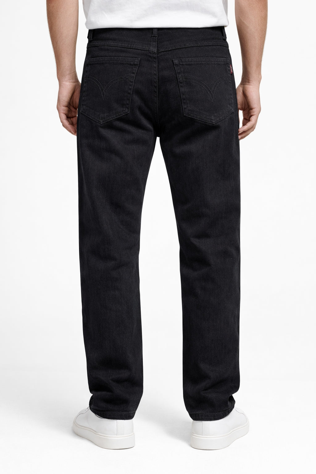 Men Classic Black Denim Jeans Straight Fit Back Model by Eliteez Pakistan