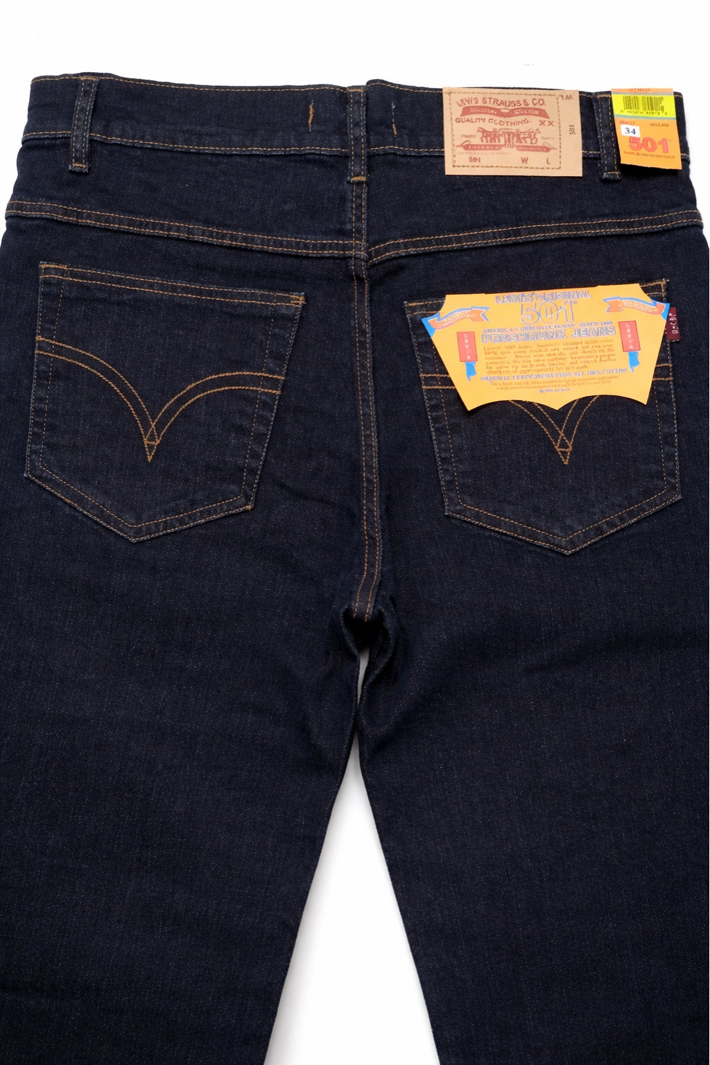 Classic Dark Indigo Denim Jeans Back Pocket Fabric Detail by Eliteez Pakistan