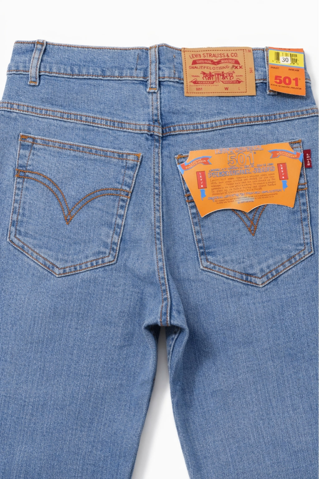 Classic Light Blue Denim Jeans Back Pocket Fabric Detail by Eliteez Pakistan