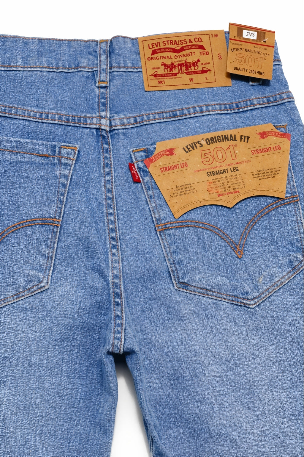 Classic Prime Blue Denim Jeans Back Pocket Fabric Detail by Eliteez Pakistan