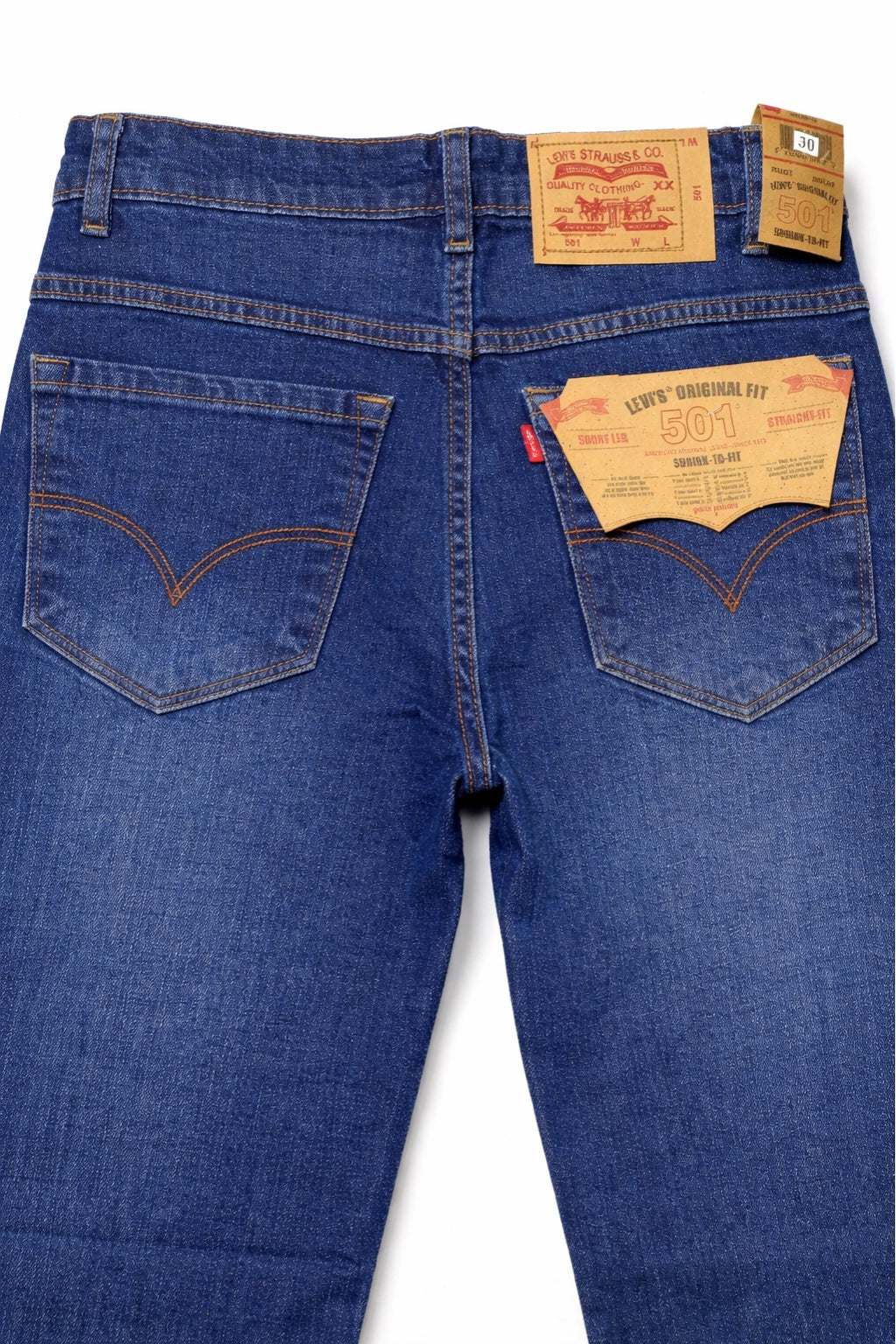 Classic Prime Dark Blue Denim Jeans Back Pocket Fabric Detail by Eliteez Pakistan