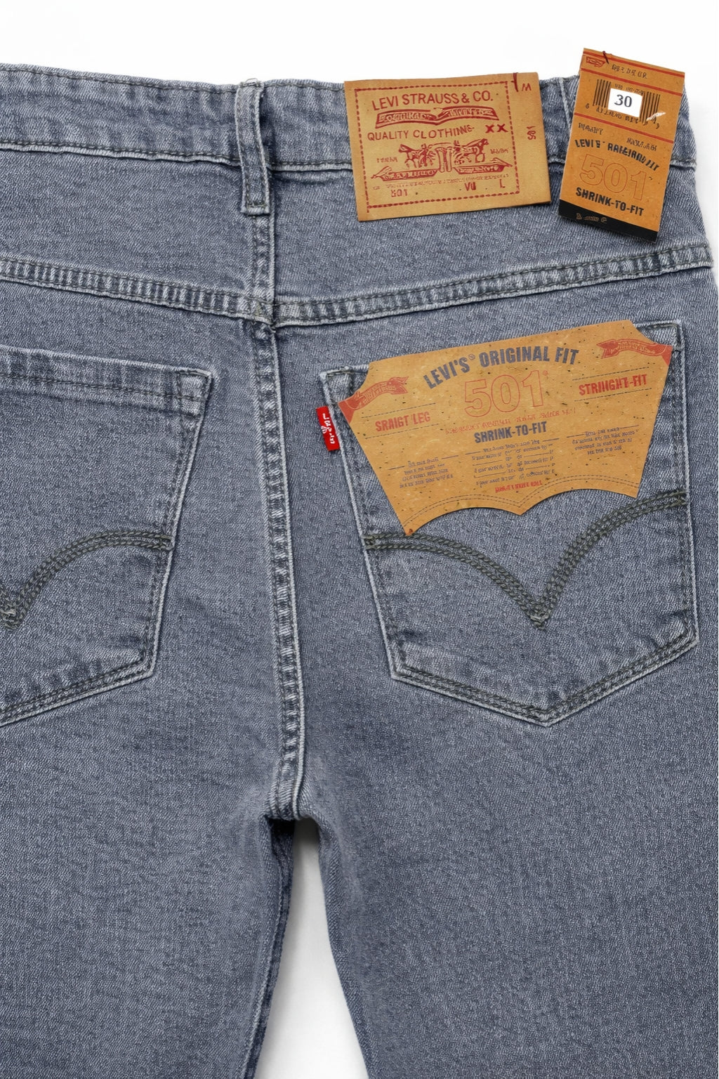 Classic Prime Gray Denim Jeans Back Pocket Fabric Detail by Eliteez Pakistan