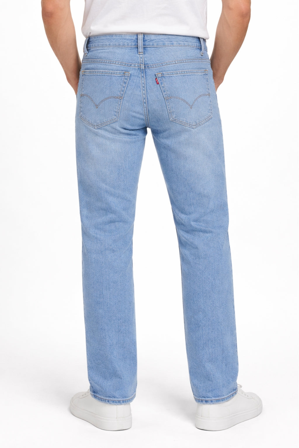 Men Classic Prime Light Blue Denim Jeans Straight Fit Back Model by Eliteez Pakistan