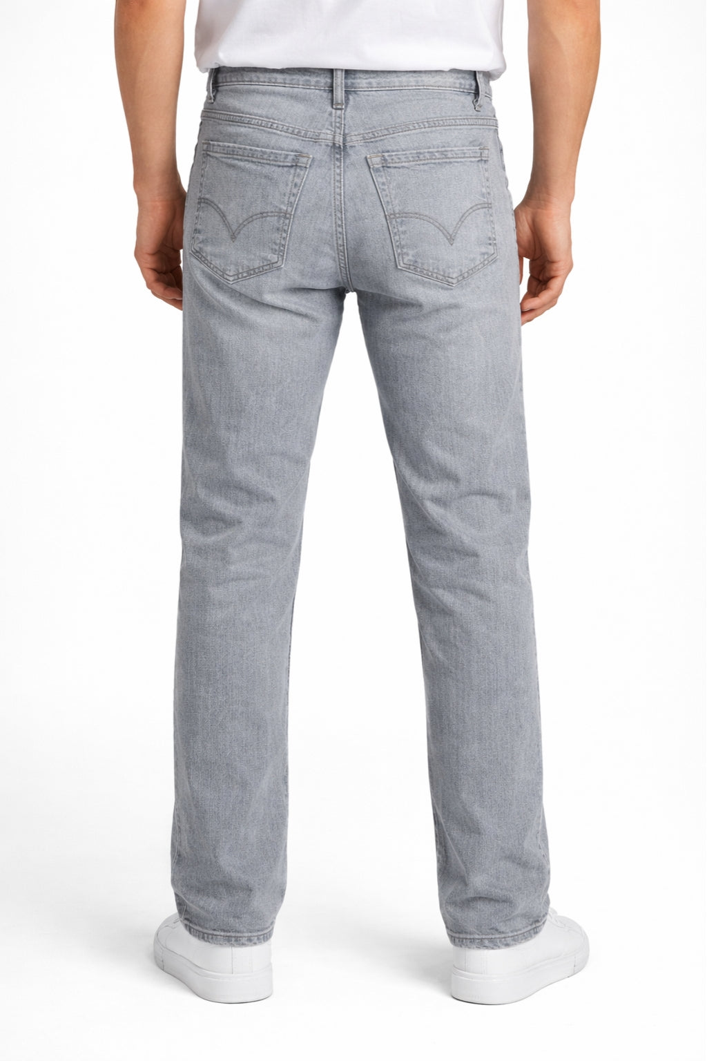 Men Classic Prime Light Gray Denim Jeans Straight Fit Back Model by Eliteez Pakistan