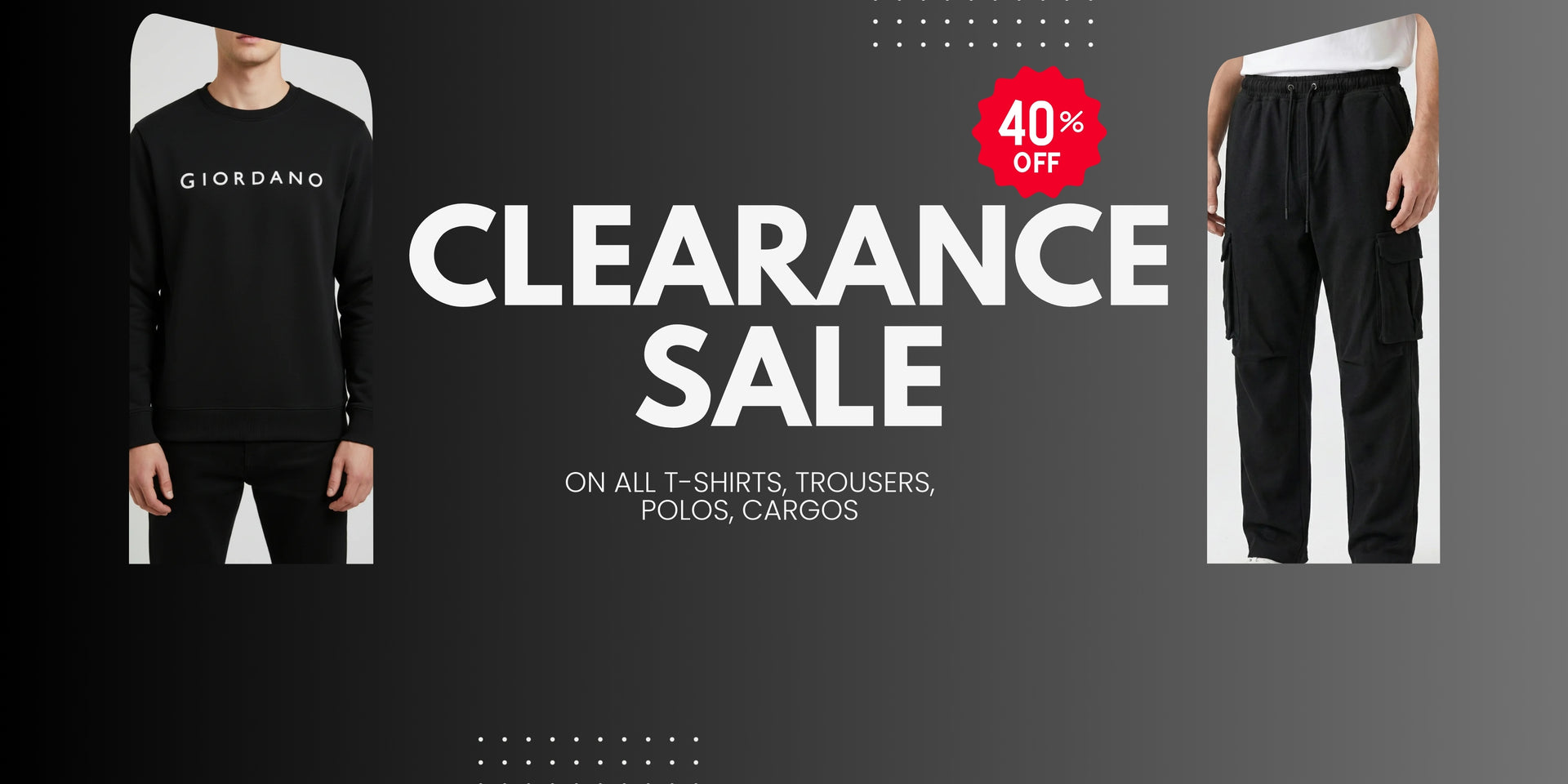 Summer sale 40% off on men's t-shirts, trousers, polos, and cargos at Eliteez.
