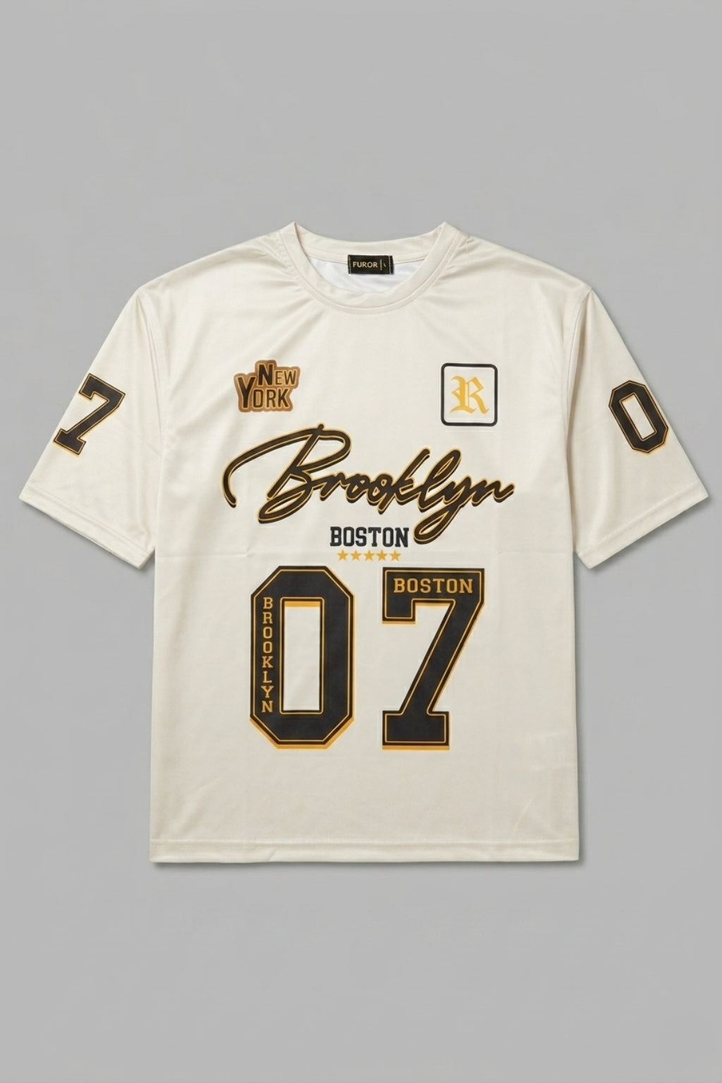 Flat lay product photo of The Coastal Hybrid Jersey in Cream, oversized drop-shoulder t-shirt.