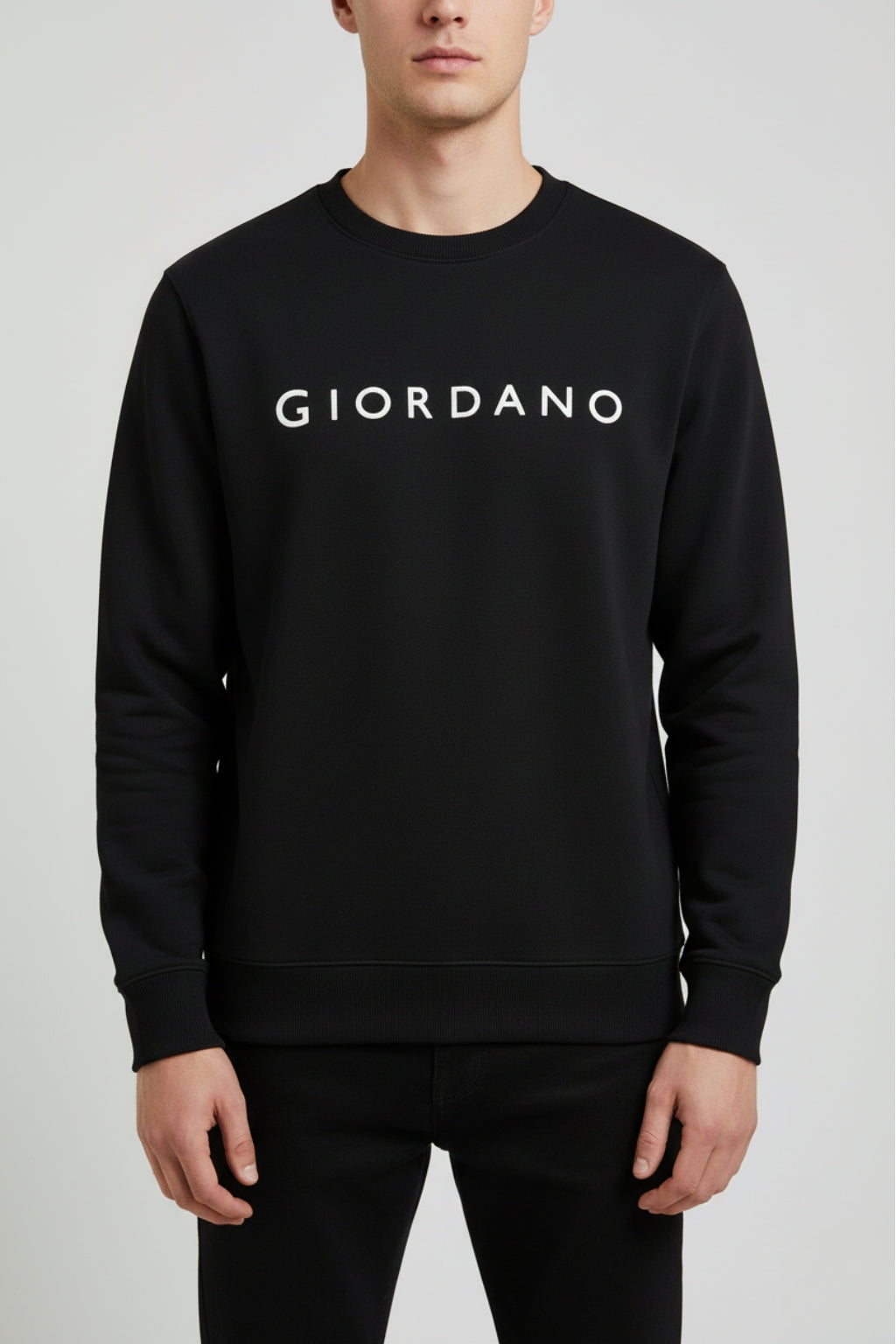 Eliteez Casual Sweatshirt in Black, front view on model