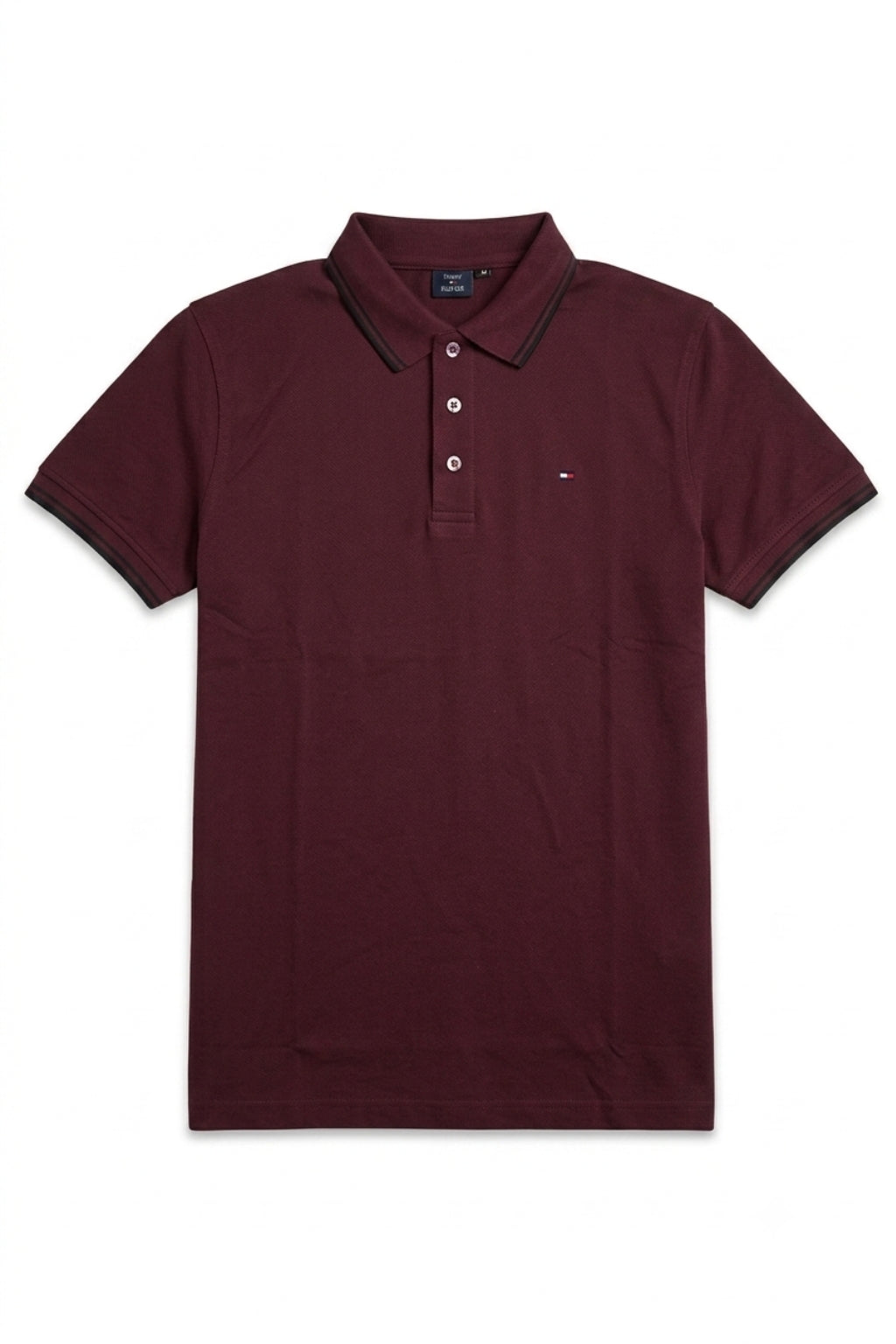 Front view of Eliteez Classic Piqué Polo in Burgundy featuring a classic collar