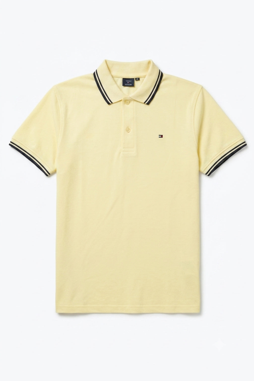 Front view of Eliteez Classic Piqué Polo in Pale Lemon featuring a classic collar