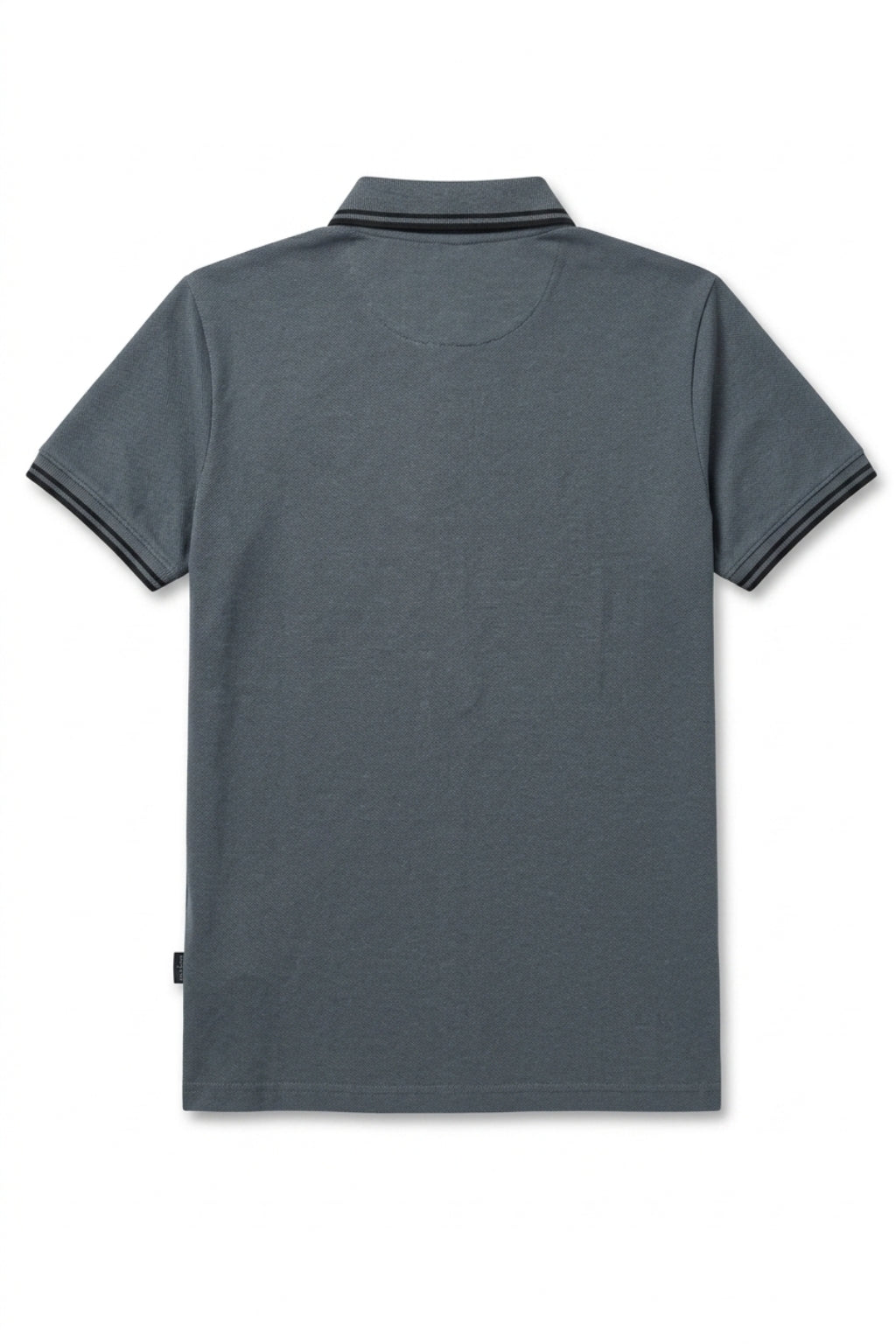 Back view of the Eliteez Classic Piqué Polo – Steel Grey showing the regular fit silhouette.