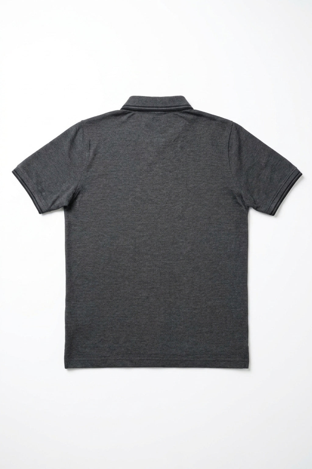 Close-up detail of Eliteez Classic Piqué Polo Steel Grey premium pique and embroidered logo
