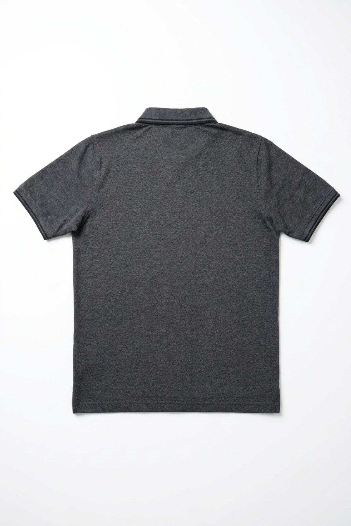 Close-up detail of Eliteez Classic Piqué Polo Steel Grey premium pique and embroidered logo
