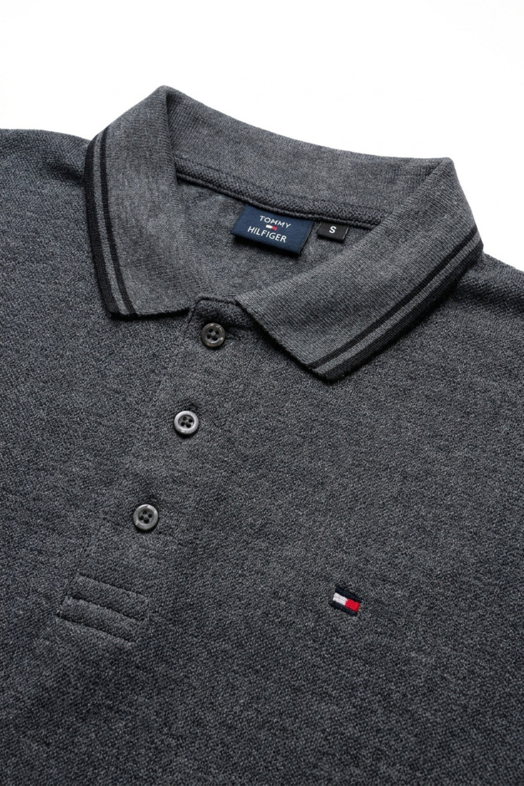 Front view of Eliteez Classic Piqué Polo in Steel Grey featuring a classic collar