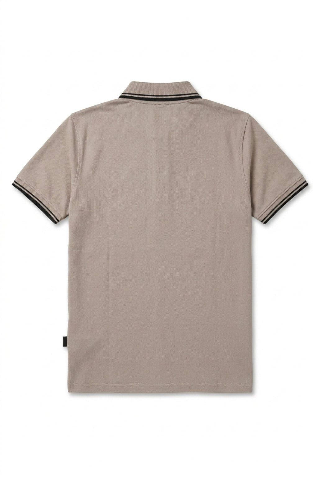 Back view of Eliteez Classic Piqué Polo in Taupe showing the regular fit silhouette