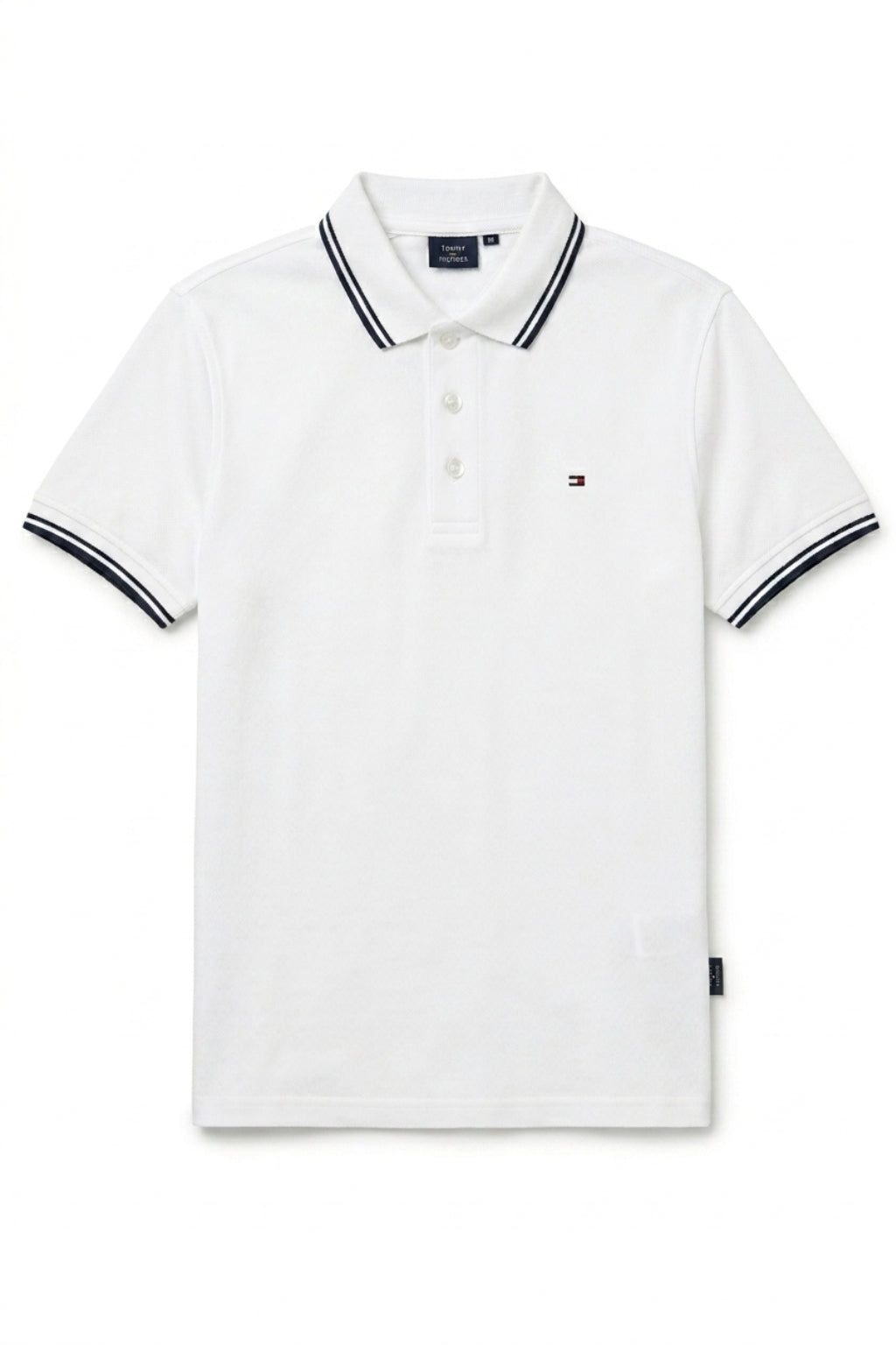Front view of Eliteez Classic Piqué Polo in White featuring a classic collar