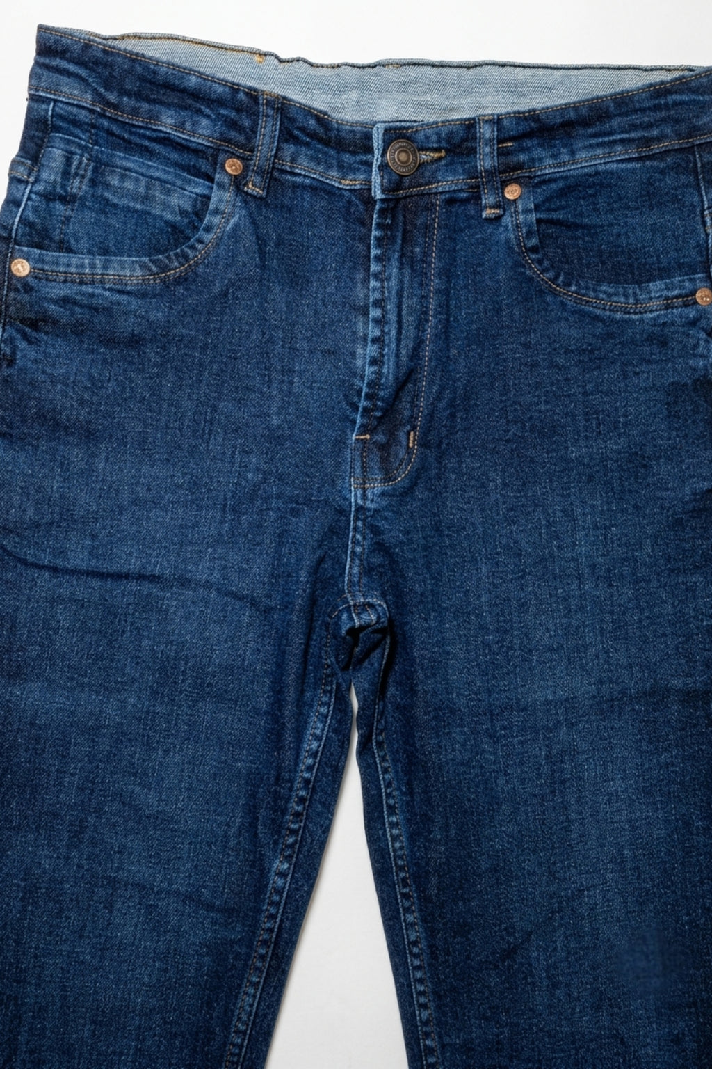 Close-up front view of Eliteez Classic Prime Dark Blue Denim Jeans showing premium wash
