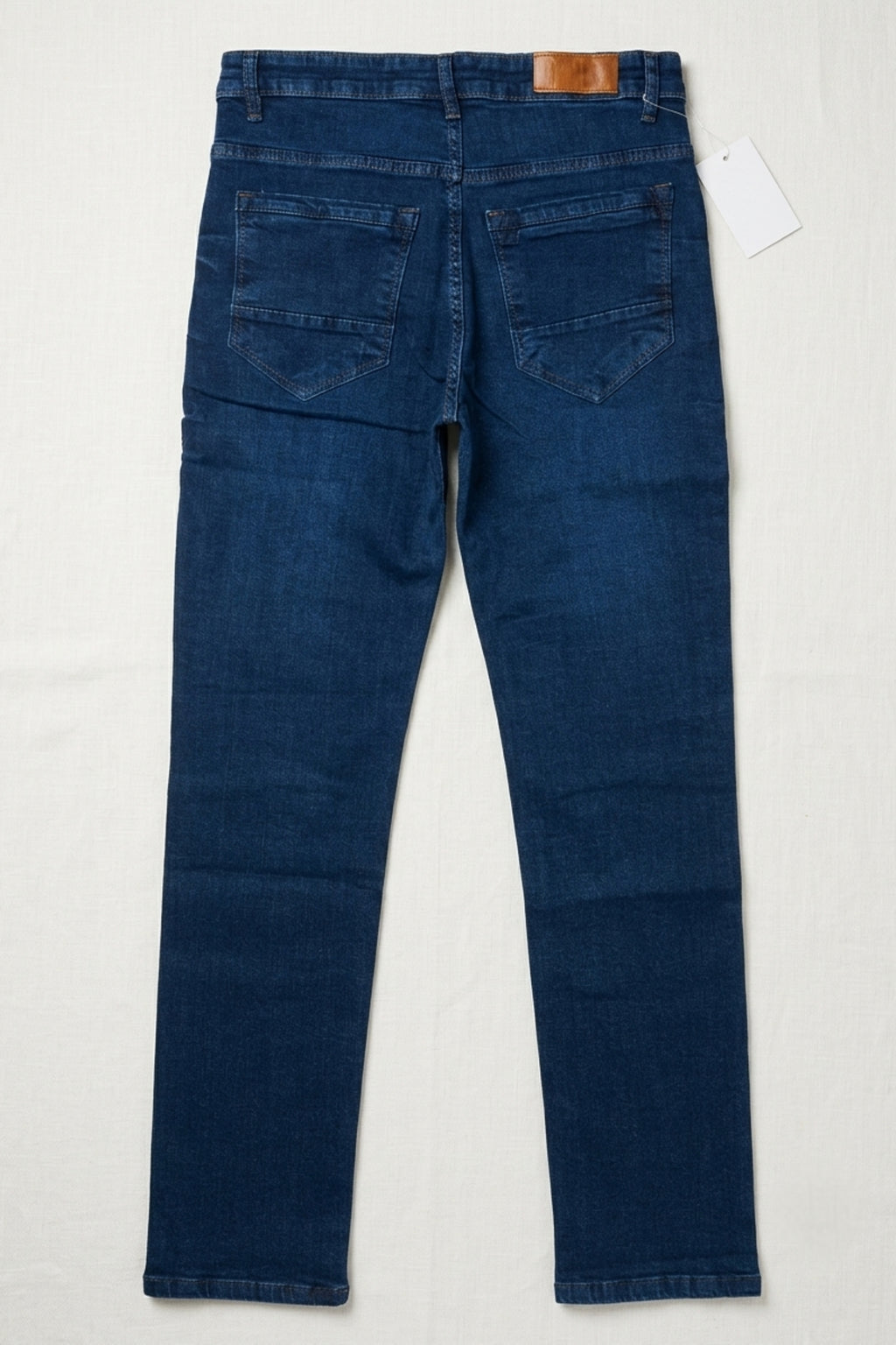 Flat lay back view of Eliteez Classic Prime Dark Blue Denim Jeans