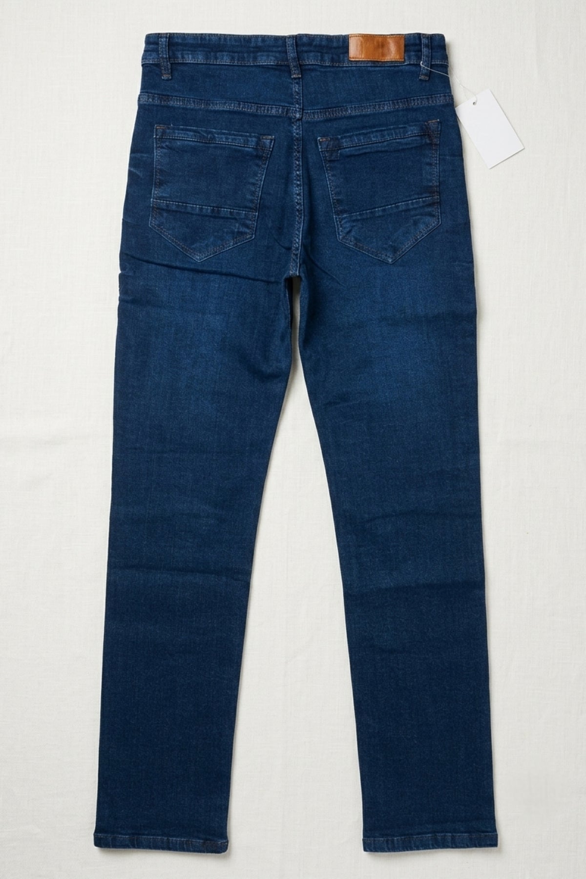 Flat lay back view of Eliteez Classic Prime Dark Blue Denim Jeans