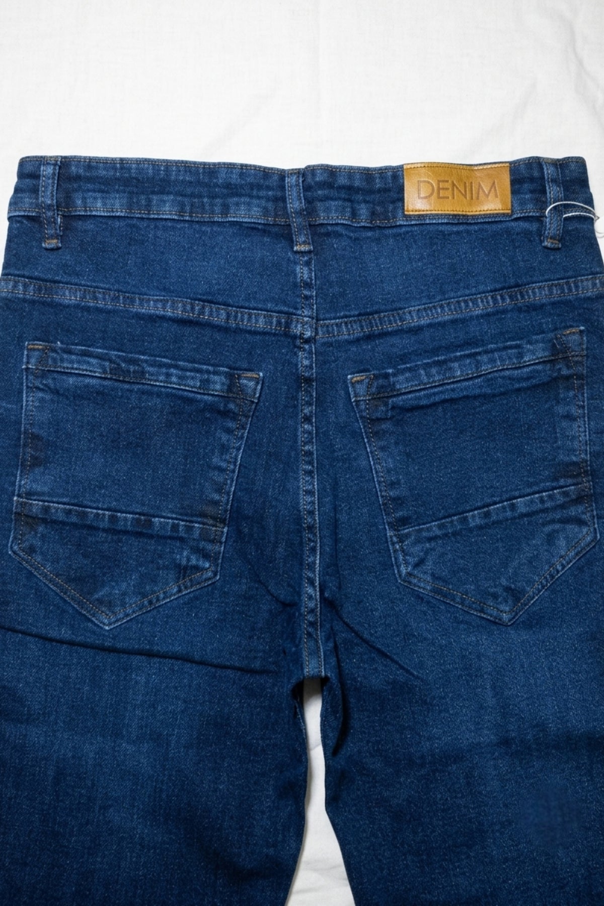 Close-up of back pocket detail on Eliteez Prime Dark Blue Denim Jeans