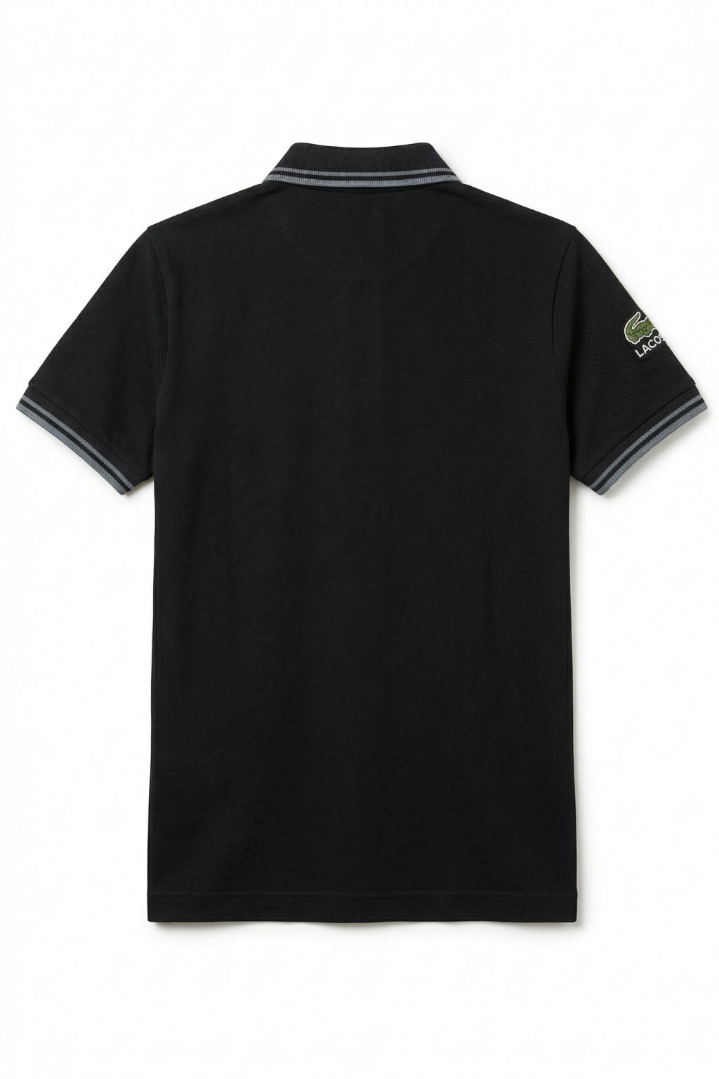Back view of the Eliteez Classic Stripe Collar Polo - Black showing the regular fit silhouette.