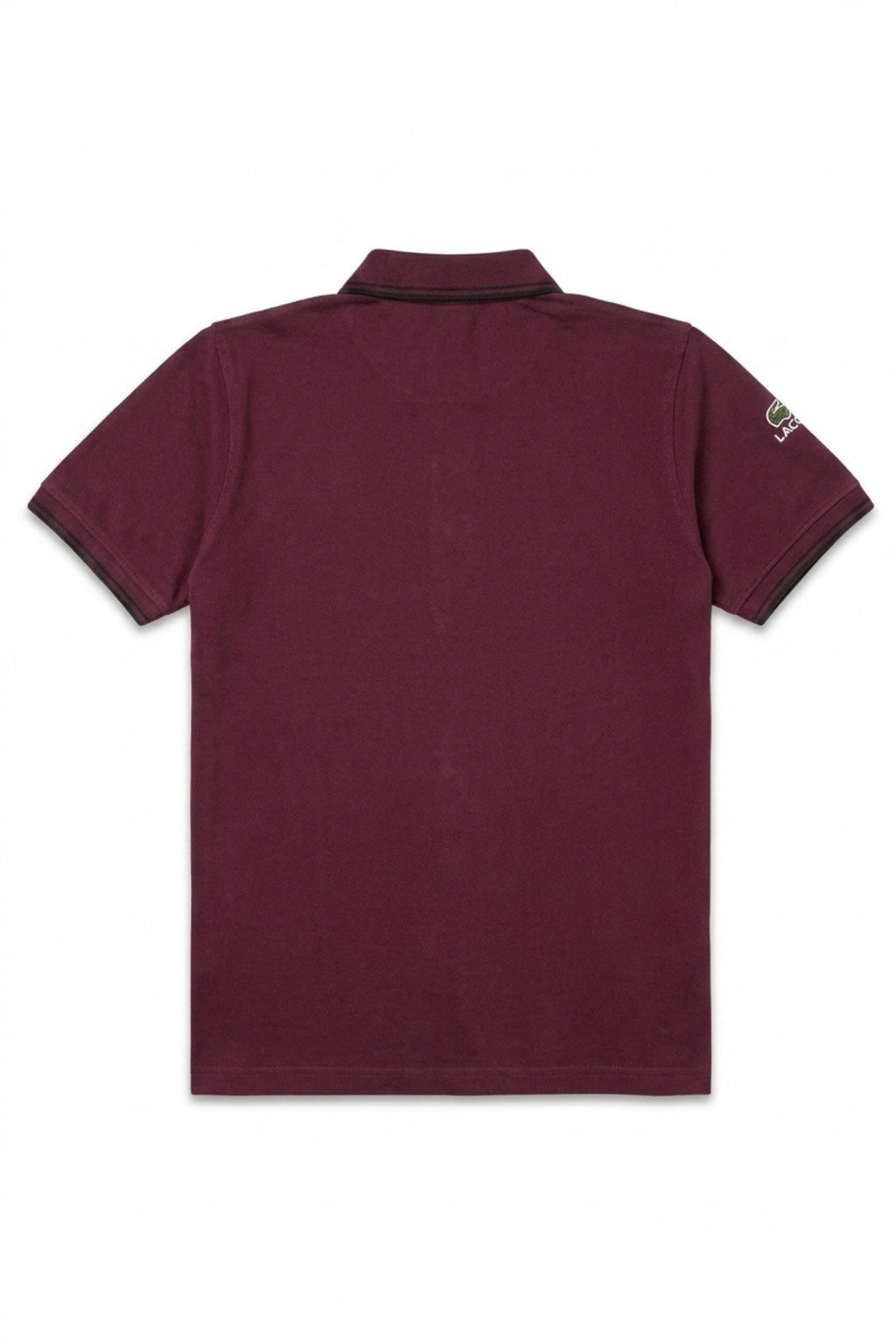 Back view of Eliteez Classic Stripe Collar Polo in Burgundy showing the regular fit silhouette
