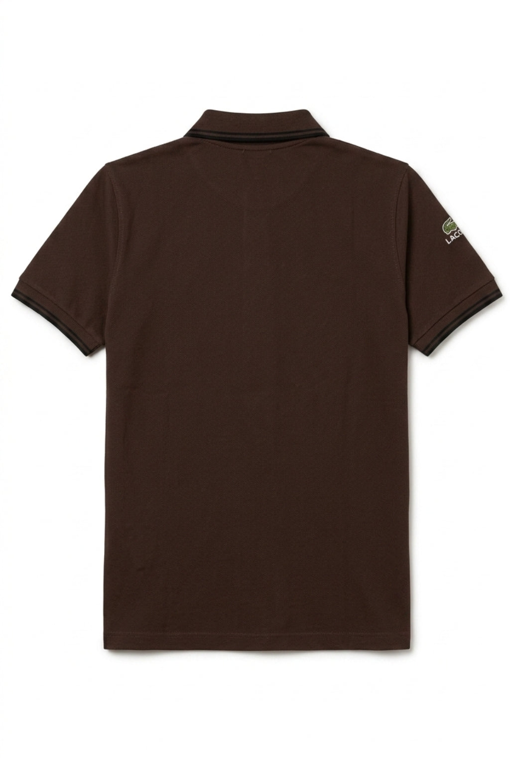 Back view of the Eliteez Classic Stripe Collar Polo - Coffee showing the regular fit silhouette.