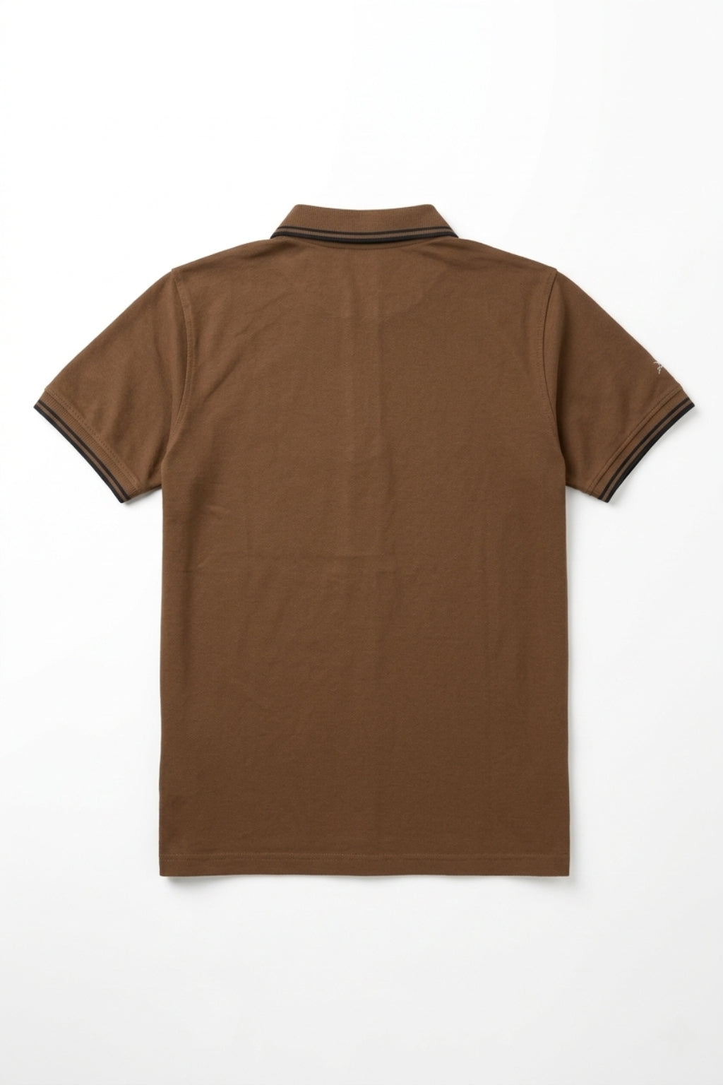 Back view of the Eliteez Classic Stripe Collar Polo - Mocha showing the regular fit silhouette.