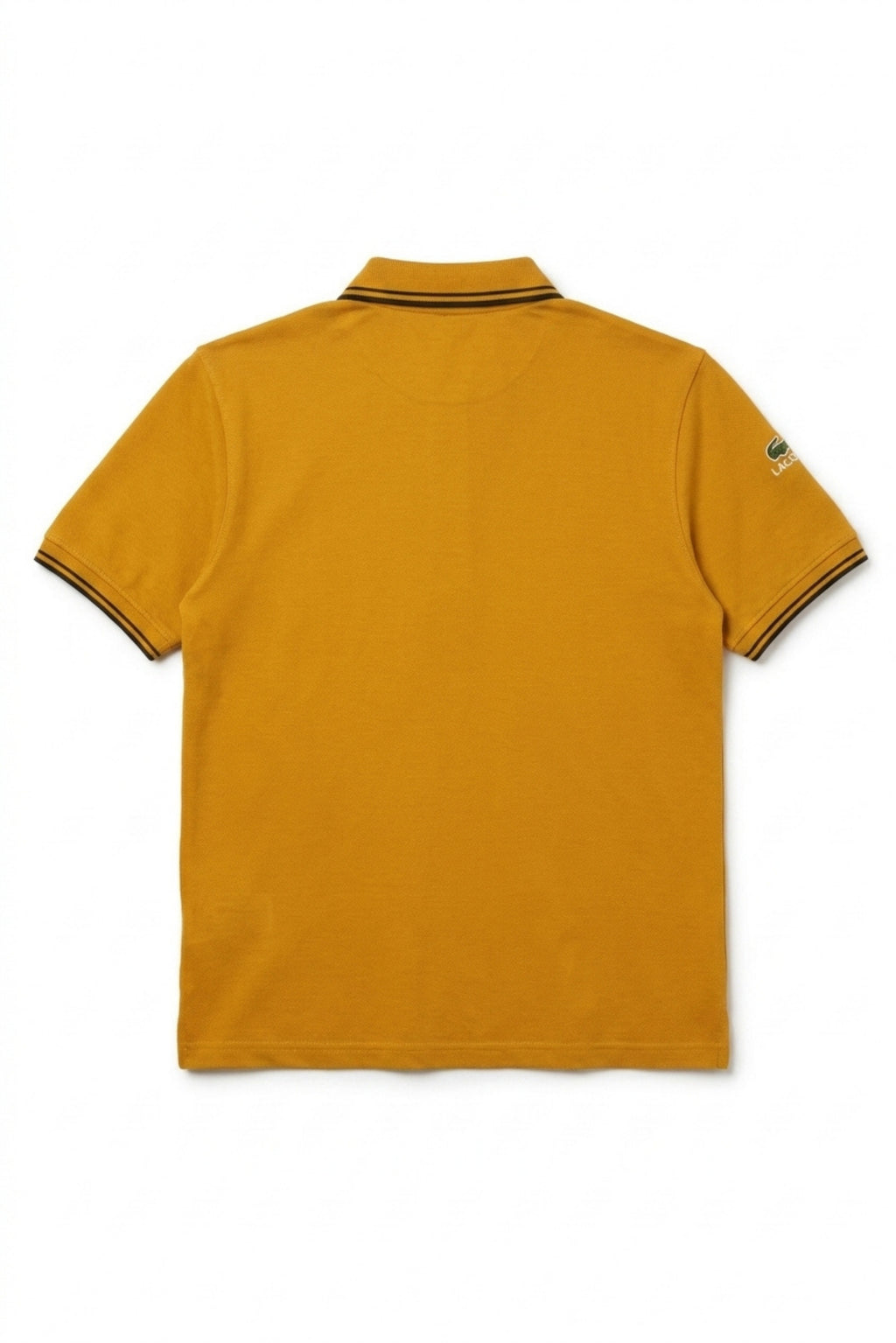 Back view of Eliteez Classic Stripe Collar Polo in Mustard showing the regular fit silhouette