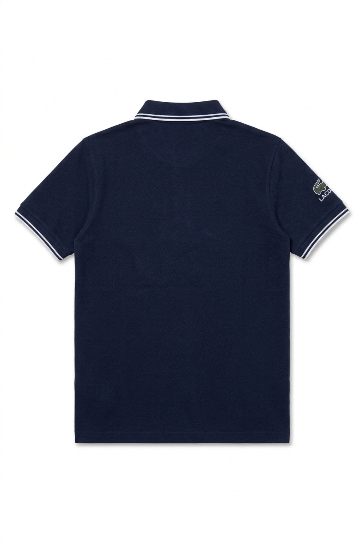 Back view of Eliteez Classic Stripe Collar Polo in Navy Blue showing the regular fit silhouette