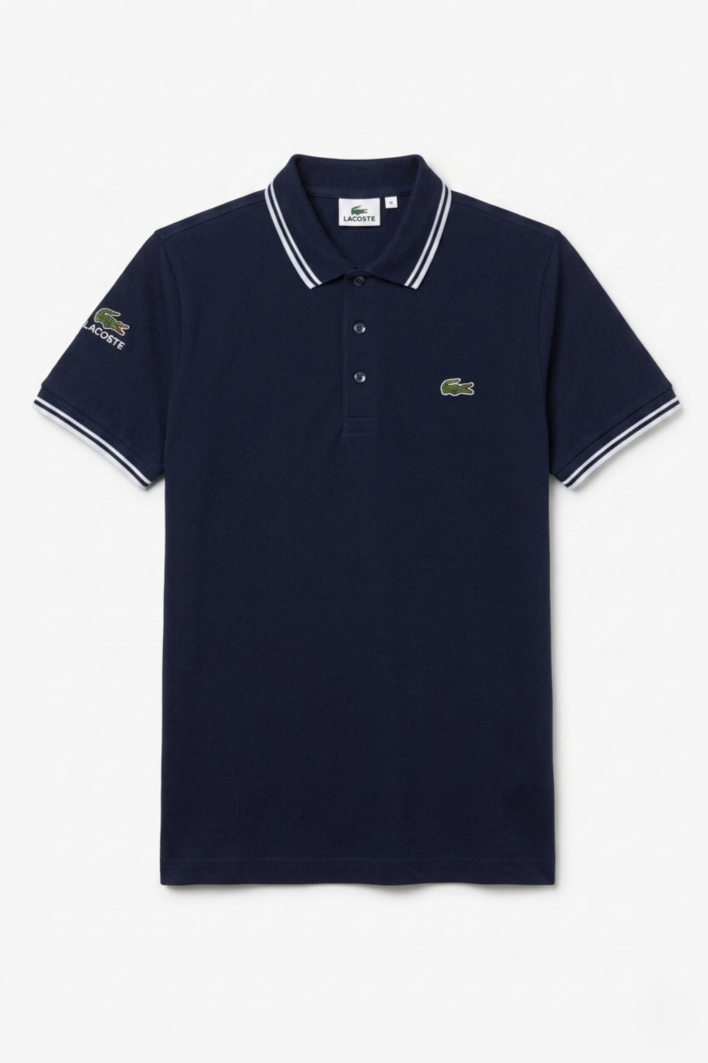 Front view of the Eliteez Classic Stripe Collar Polo - Navy Blue featuring a classic collar.