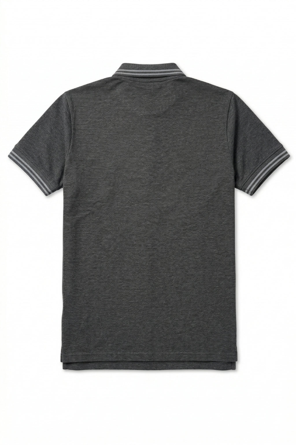 Back view of the Eliteez Classic Stripe Collar Polo - Steel Grey showing the regular fit silhouette.