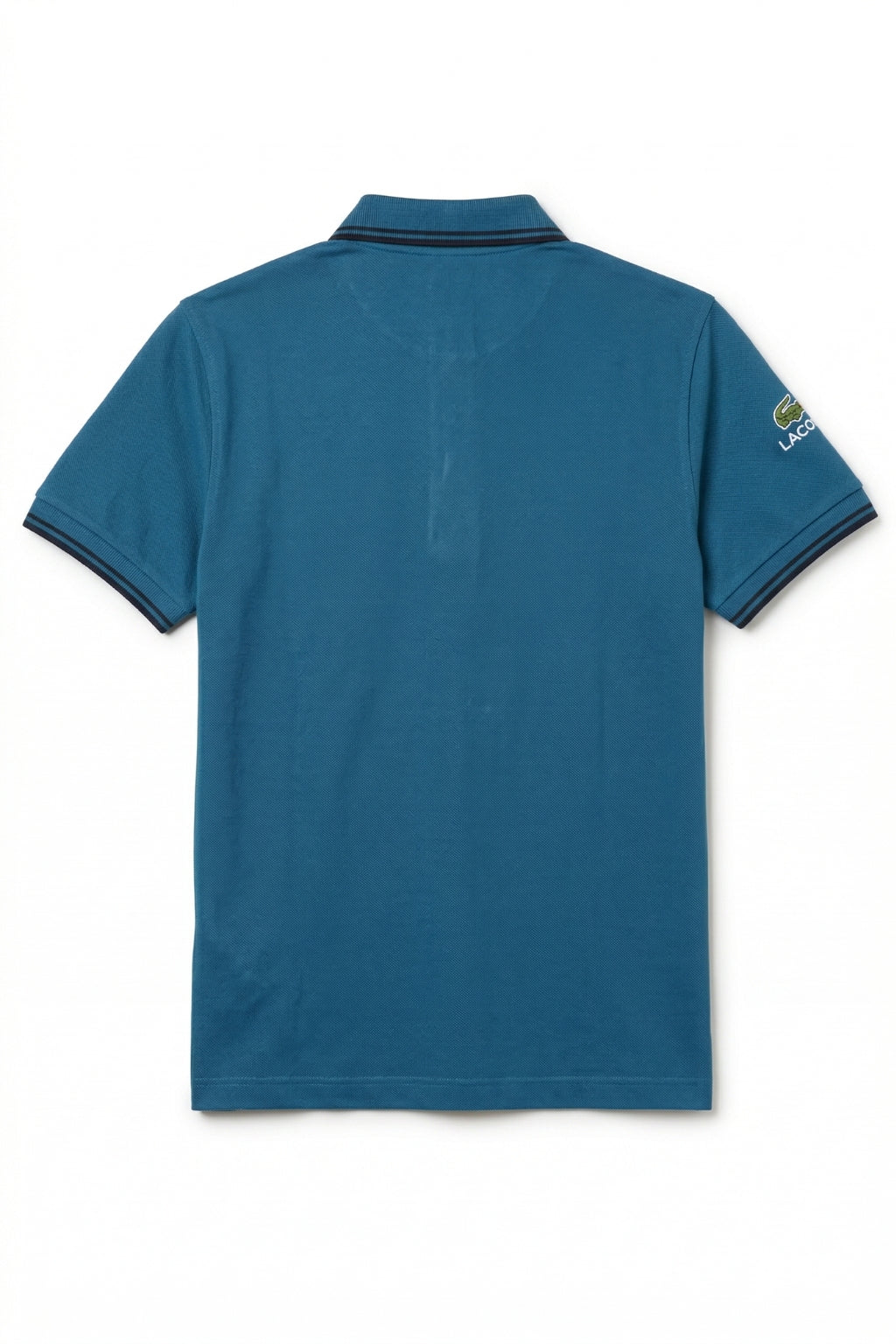 Back view of the Eliteez Classic Stripe Collar Polo - Teal Blue showing the regular fit silhouette.