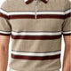 Cream & Burgundy Stripe Polo – Mustard Green